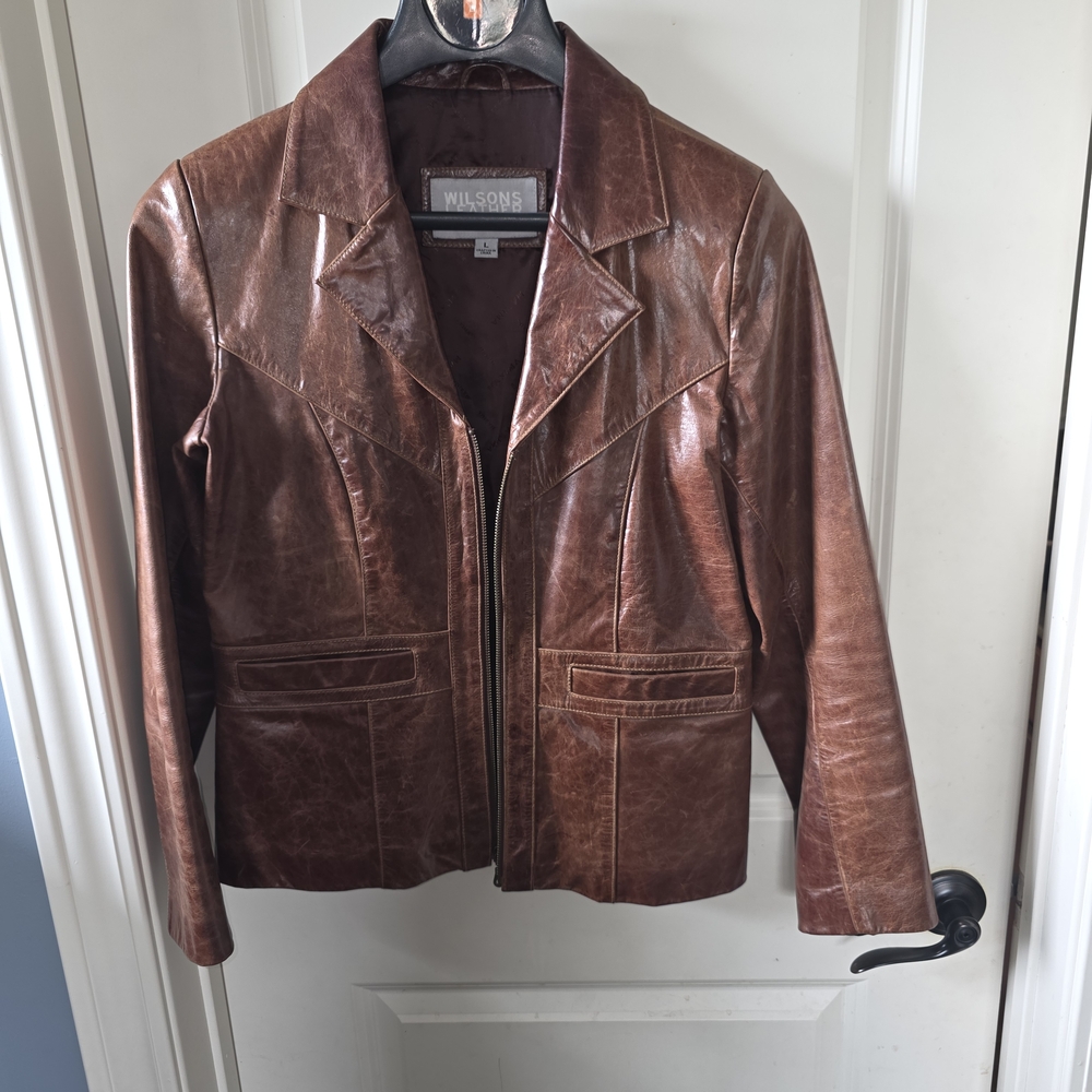 Wilson's Leather Maxima Women's Leather Jacket in Deep Crinkle Brown